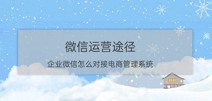 微信运营途径 企业微信怎么对接电商管理系统？